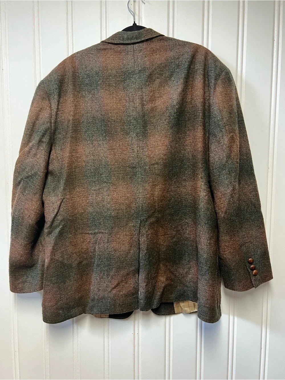 VTG Tommy Hilfiger Wool Plaid Blazer 46R ACTWU Union Made Sport Coat Fall Tweed
